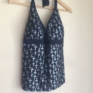 Black and silver swim top